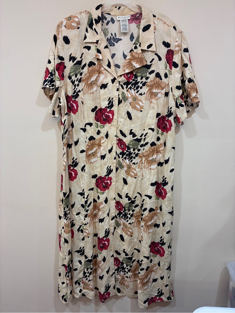 White Stag Cream Floral Button-Front Dress